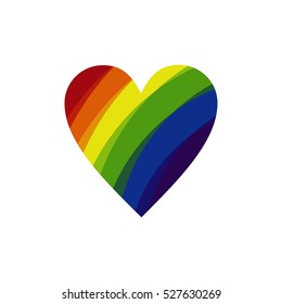 Vector icon of rainbow heart, lgbt community sign.