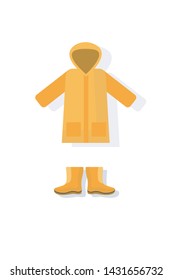 Vector Icon. Raincoat And Rubber Boots