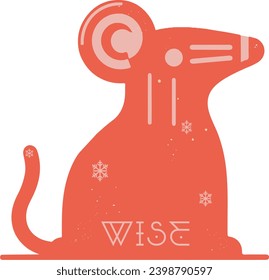 Vector icon of the Rat, in Swedish folk art style, with elements from Dalarna region in Sweden, showcasing Swedish folk heritage. Part of a Chinese Zodiac set in Swedish folk art style..