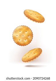 Vector icon. Realistic falling round crackers.