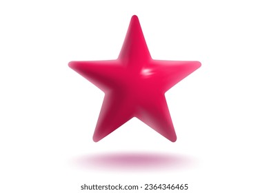 Icono vector de estrella roja realista. Logros para juegos o comentarios de evaluación de clientes de sitios web. Ilustración vectorial de la estrella en un estilo 3d realista.