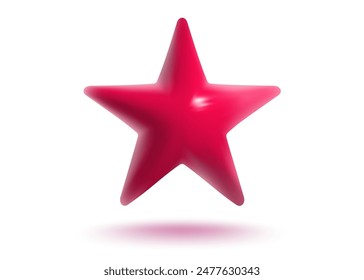Icono de Vector de estrella roja realista. Logros para juegos o Comentarios de calificación Cliente de Sitio web. Ilustración vectorial de estrella en estilo 3d realista.