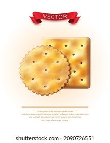 Vector icon. Realistic round and square cracker for brand emblem and packaging.
