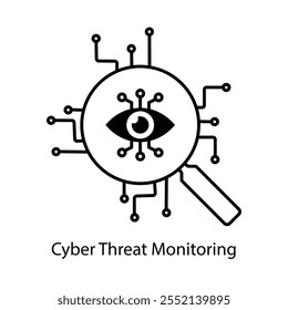 Vector icon for real-time cyber monitoring. Showcases active surveillance of digital networks against cyber threats.