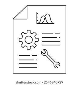 Icono de Vector para el mantenimiento predictivo en tiempo real. Llave inglesa y gráfico para diagnósticos avanzados.