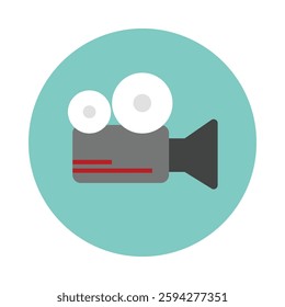A vector icon of a recording video camera