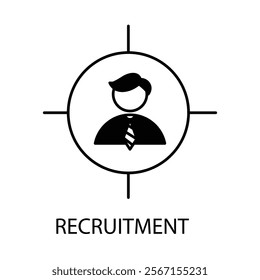 Vector icon for recruitment. Line art symbolizing job search, hiring process, and talent acquisition.