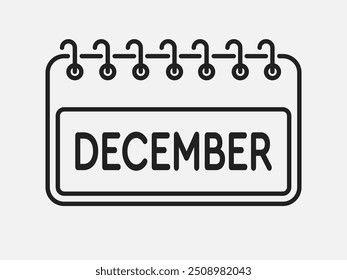 Ícone de vetor retângulo página calendário mês - dezembro. Ícone de vetor ilustração estilo plano mínimo. Lista de datas do mês, lista de tarefas. Calendário horizontal na parede. Pictograma da programação e planeamento