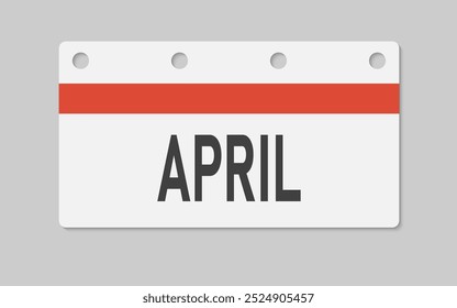Vector icon rectangle page calendar month - April. Vector icon illustration flat minimal style. Date list of month, to-do list. Horizontal calendar on the wall. Pictogram of schedule and planning