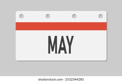 Vector icon rectangle page calendar month - May. Vector icon illustration flat minimal style. Date list of month, to-do list. Horizontal calendar on the wall. Pictogram of schedule and planning