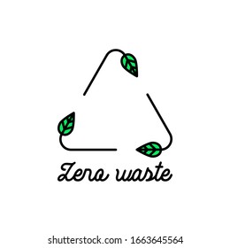 Vector icon of recycle sign made of leaves in trendy linear style. Zero waste concept. Ecological lifestyle and sustainable developments minimalist logo design template