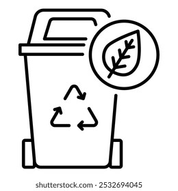 Vector icon of Recycle. This icon depicts a recycling bin with a recycling symbol, emphasizing the concept of recycling waste in an eco-friendly manner. Ideal for waste management, eco-awareness, and 