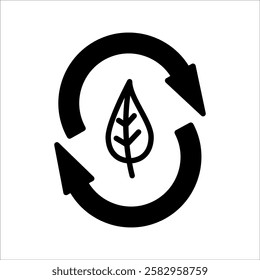 Vector icon of recycling, leaves or trash, on white background