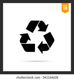 Vector icon of recycling sign represented by triangle made with arrows