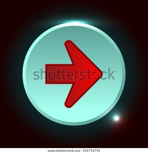 Vector icon red\
arrow on the right in the\
circle