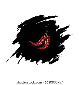 vector icon red chili pepper with abstract black background