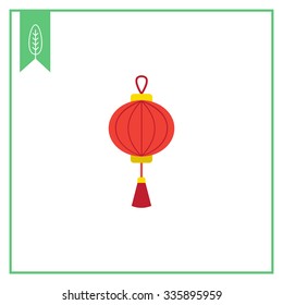 Vector icon of red Chinese lantern with tassel