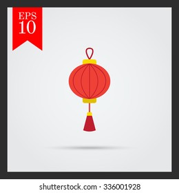 Vector icon of red Chinese lantern with tassel