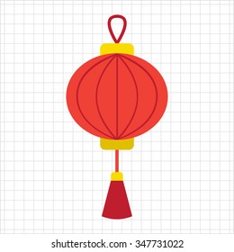 Vector icon of red Chinese lantern with tassel