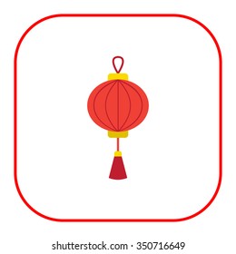Vector icon of red Chinese lantern with tassel