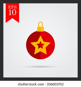 Vector icon of red Christmas ball with golden star picture