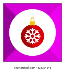 Vector icon of red Christmas ball with white snowflake picture
