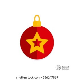 Vector icon of red Christmas ball with golden star picture
