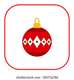 Vector icon of red Christmas ball with white rhombus ornament
