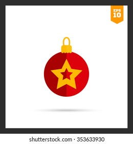 Vector icon of red Christmas ball with golden star picture