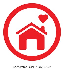 vector icon red colour house and love
