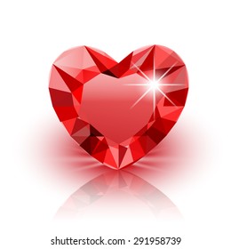 Corazón de diamante rojo icono vector para San Valentín sobre fondo blanco. Ilustración.
