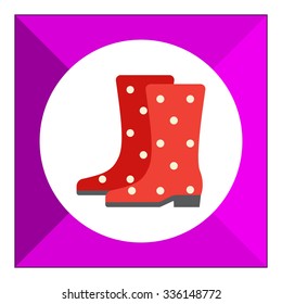 Vector icon of red dotted rubber boots