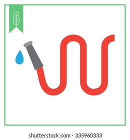 Vector icon of red garden hose with water drop