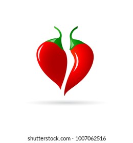 vector icon of red heart with chili pepper