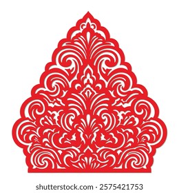 Vector icon of a a Red Paper Cut of a Christmas Tree.