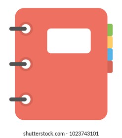 
Vector icon of a red phone book in flat design 
