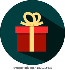 Vector icon with red present/gift. Cute vector icon. Present icon. Gift icon. Celebration sign. Vector sign/symbol. Vector illustration.