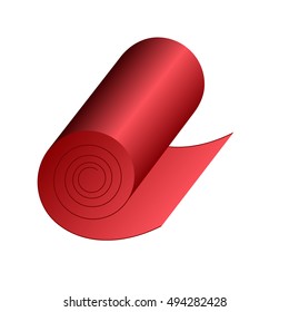vector icon of red roll of fabric or paper roll. Textile roll icon of vector illustration for web and mobile design
