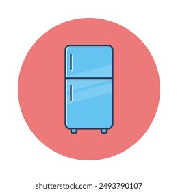 Vector icon of a refrigerator with a circle background.