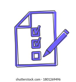 Estilo de caricatura de registro de iconos vectores sobre fondo blanco aislado.