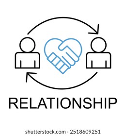Ícone de vetor para construção de relacionamento. Duas pessoas apertando as mãos, simbolizando parcerias, colaborações e relações profissionais em estilo monolítico.