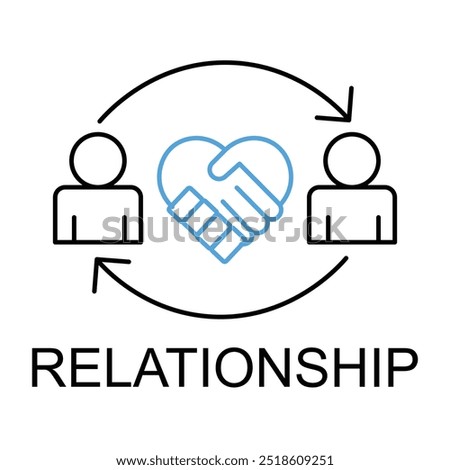 Vector icon for relationship building. Two people shaking hands, symbolizing partnerships, collaborations, and professional relationships in monoline style.