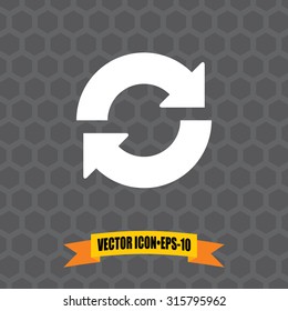 Vector Icon of Reload or Recycle on Dark Gray Background. Eps.10.