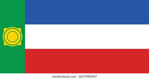 Vector and icon representation of the National Flag of Khakassia, symbolizing regional pride, unity, and cultural heritage in a simple and recognizable design