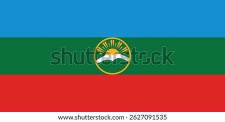Vector and icon representation of the National Flag of Karachay-Cherkessia, embodying regional pride, unity, and cultural heritage in a simple and easily recognizable design