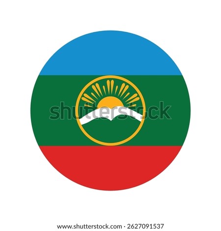 Vector and icon representation of the National Flag of Karachay-Cherkessia, embodying regional pride, unity, and cultural heritage in a simple and easily recognizable design