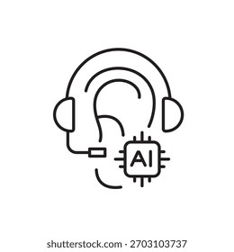 Ein Vektorsymbol, das den AI-Kundenchatbot mit Sprachunterstützung für Feiertagsdienste darstellt, im Stil mit bearbeitbarem Strich erstellt