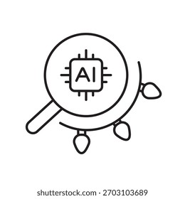 A vector icon representing AI social listening for holiday insights, created in line style with editable stroke