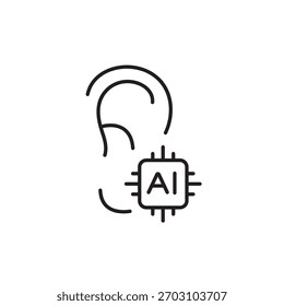 A vector icon representing AI social listening and audience monitoring, created in line style with editable stroke