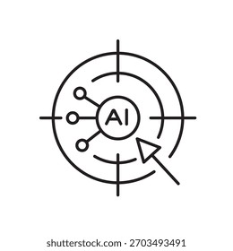 A vector icon representing AI-based holiday ad targeting and optimization, created in line style with editable stroke